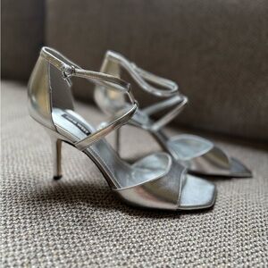 Nine West Silver Strappy Heels